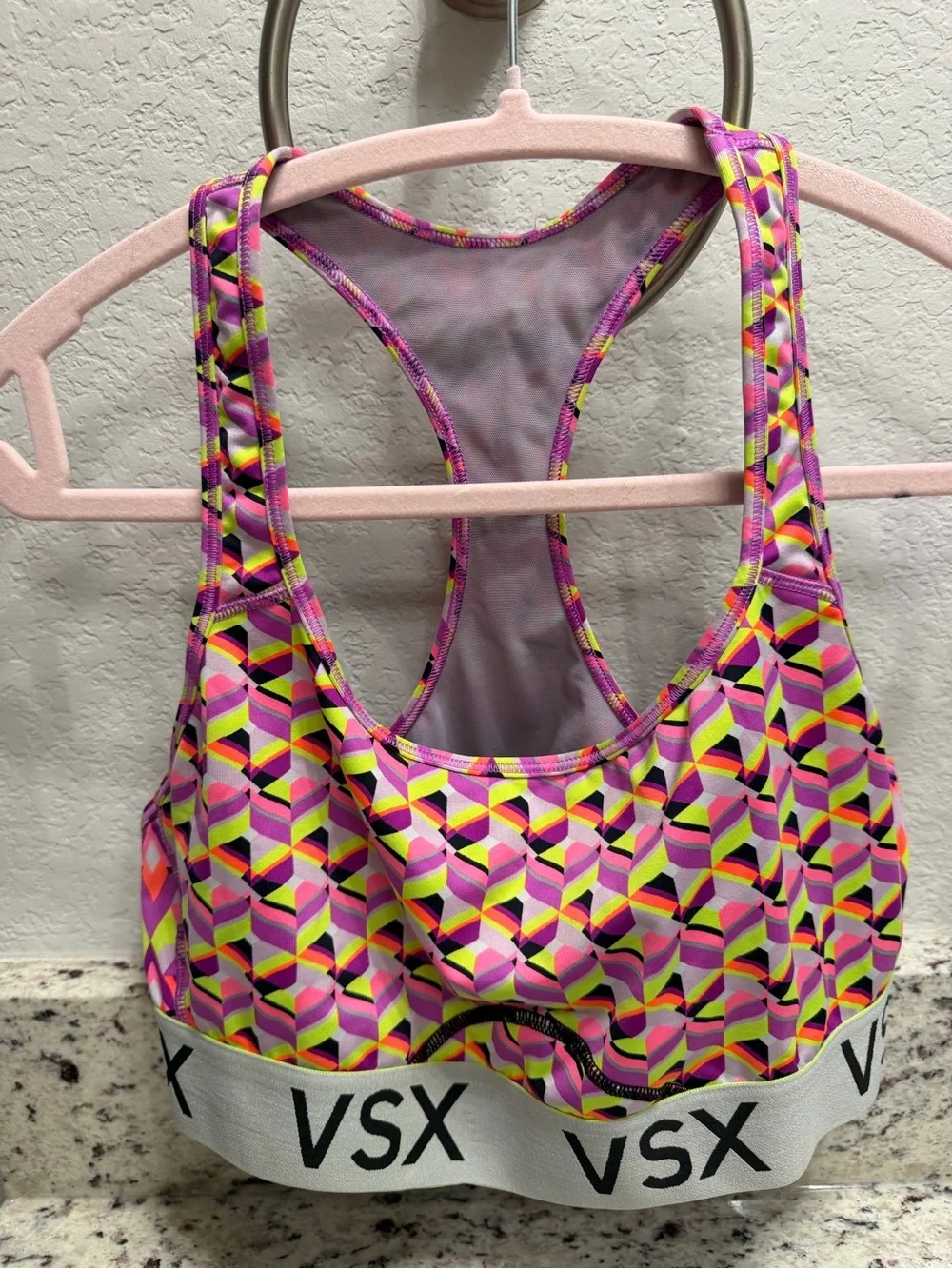 Victoria’s Secret VSX Sport Pink Geometric Racerback Sports Bra XL